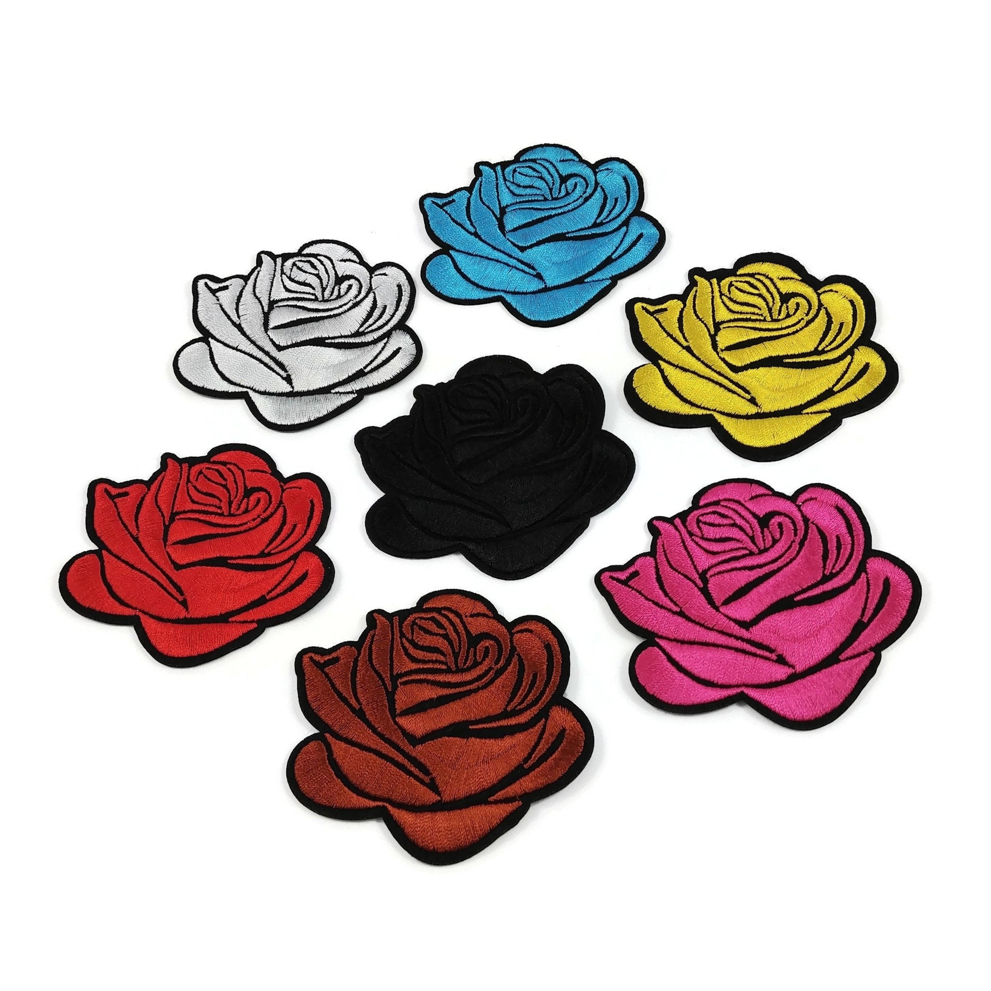Large rose patch, Flower iron on patch, Embroidered patch for jackets