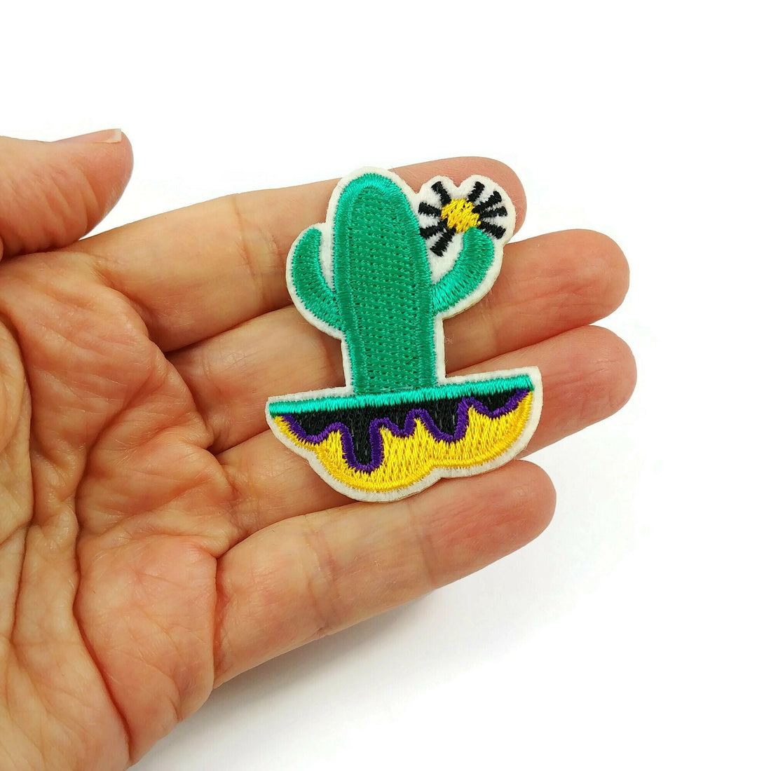 Cactus iron on patch, Embroidered sew on patch, Desert applique