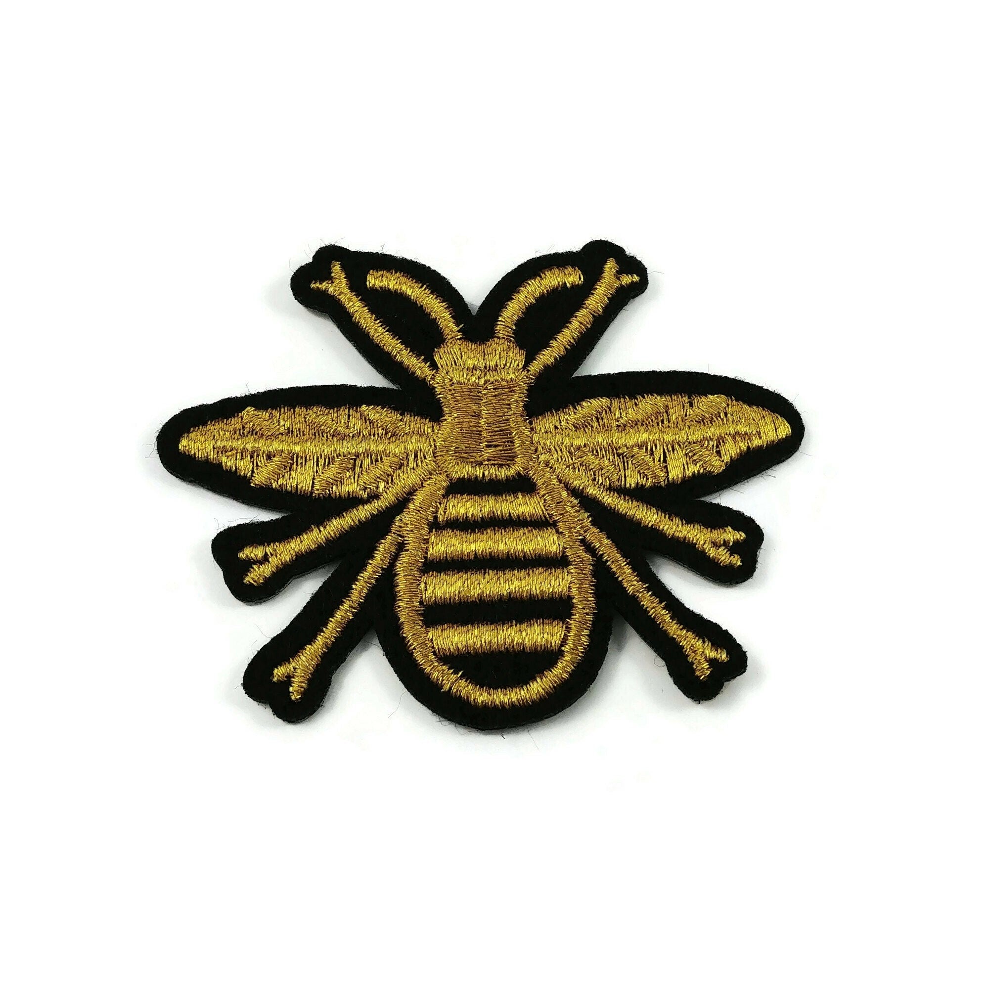 Golden bee iron on patch, Embroidered sew on patch, Insect applique