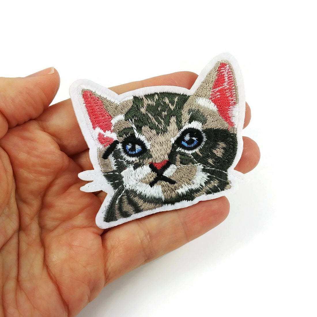 Cat iron on patch, Embroidered sew on patch, Cat lover applique