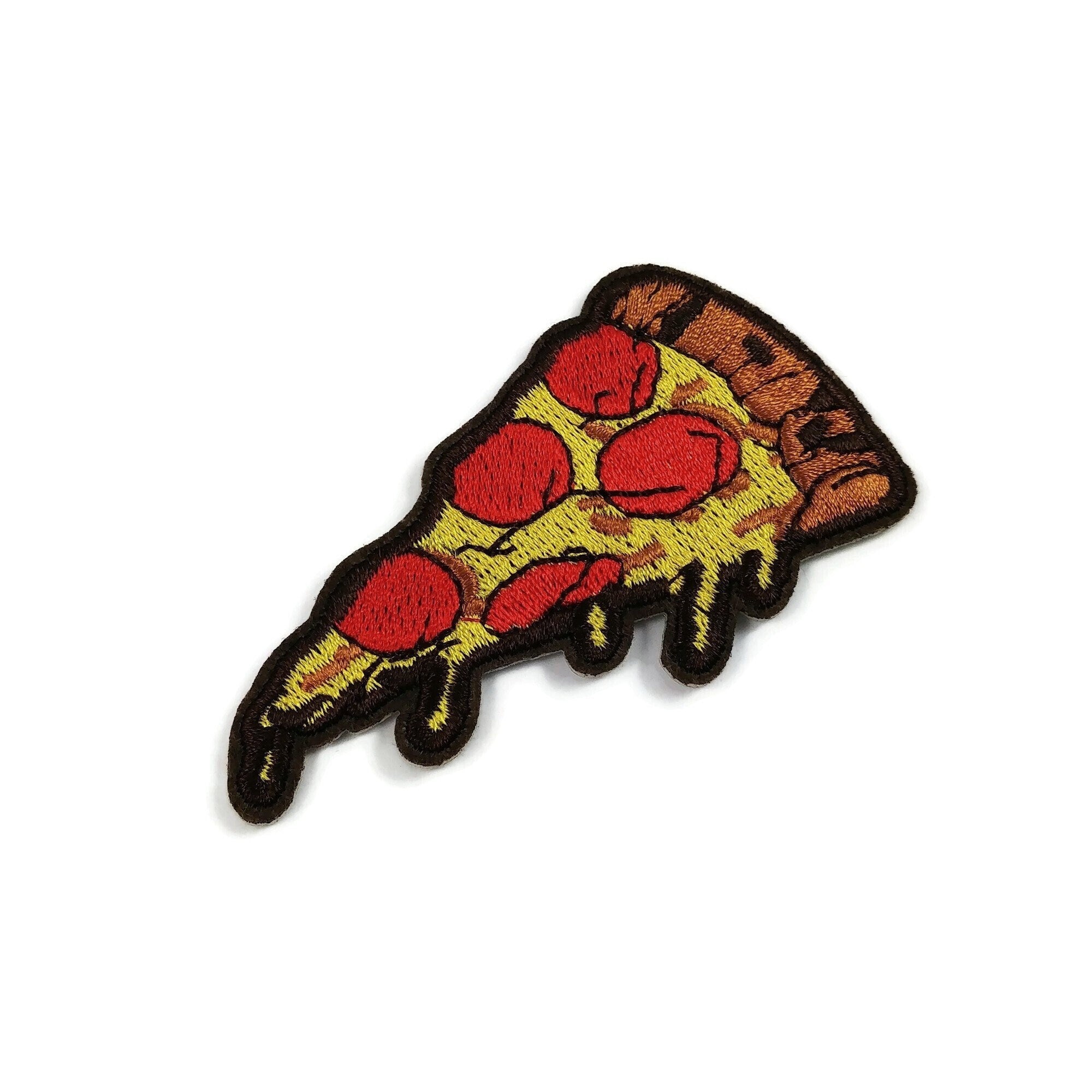 Pizza embroidered iron on patch, Food lover sew on patch, Fun applique