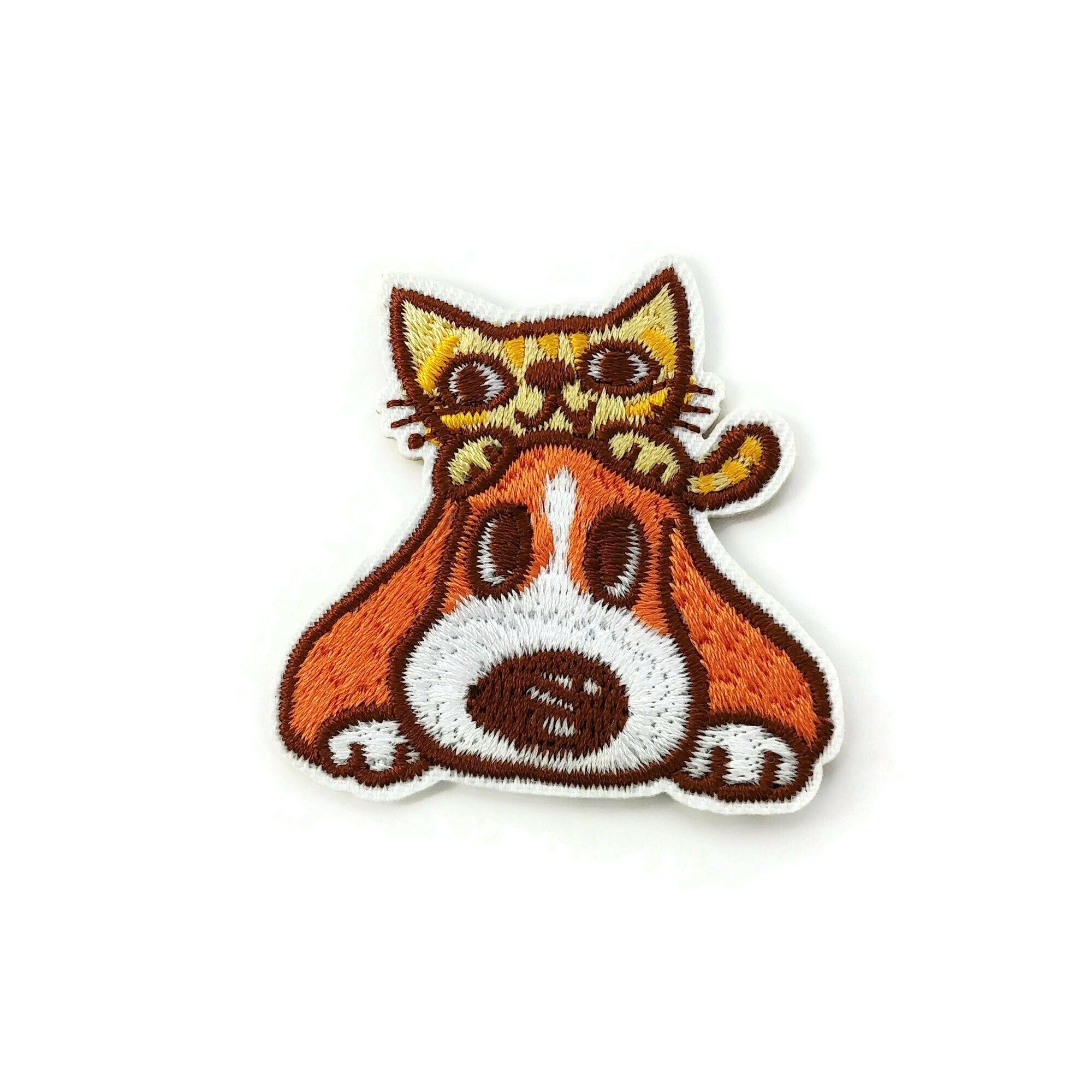 Cat and dog iron on patch, Embroidered sew on patch, Pet lover applique