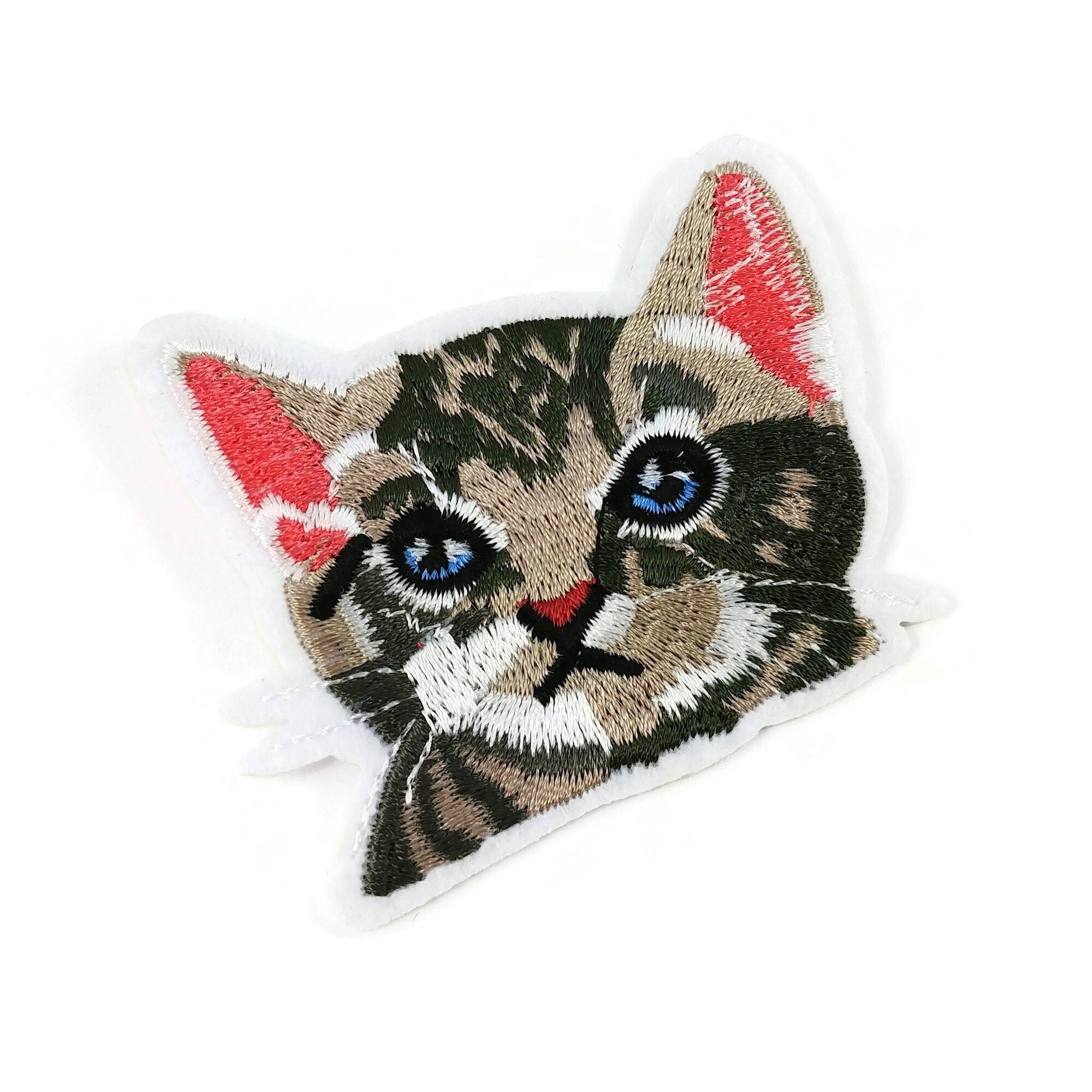 Cat iron on patch, Embroidered sew on patch, Cat lover applique