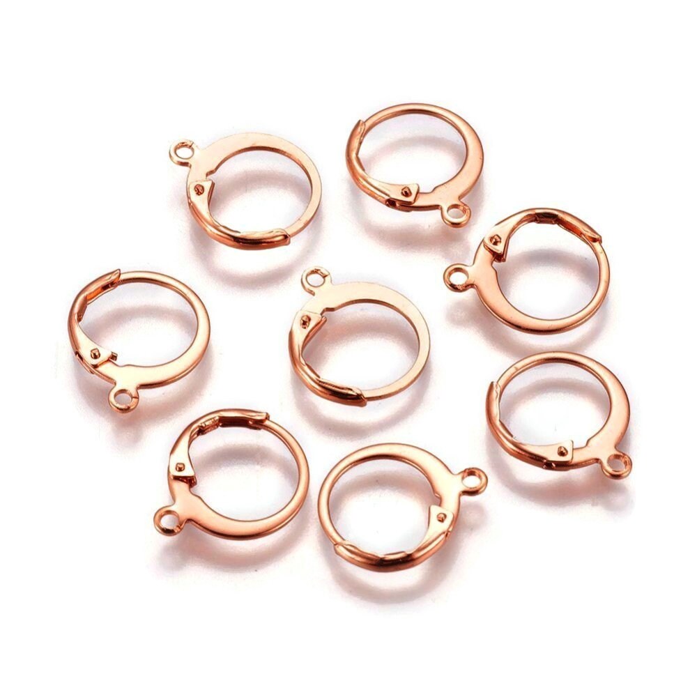 Rose gold round lever back, Stainless steel hoop hooks, Hypoallergenic