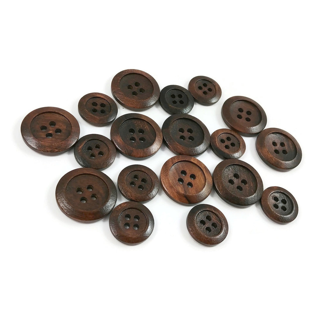 Olive natural wood buttons, 15mm, 20mm, Classic walnut sewing buttons, Made in Italy