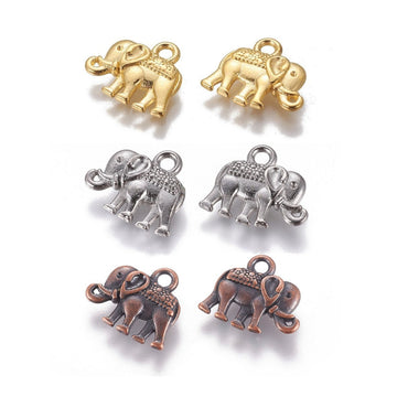 Cute elephant charms, 14mm tibetan animal charm, Gold, Silver, Copper, Nickel free metal pendants