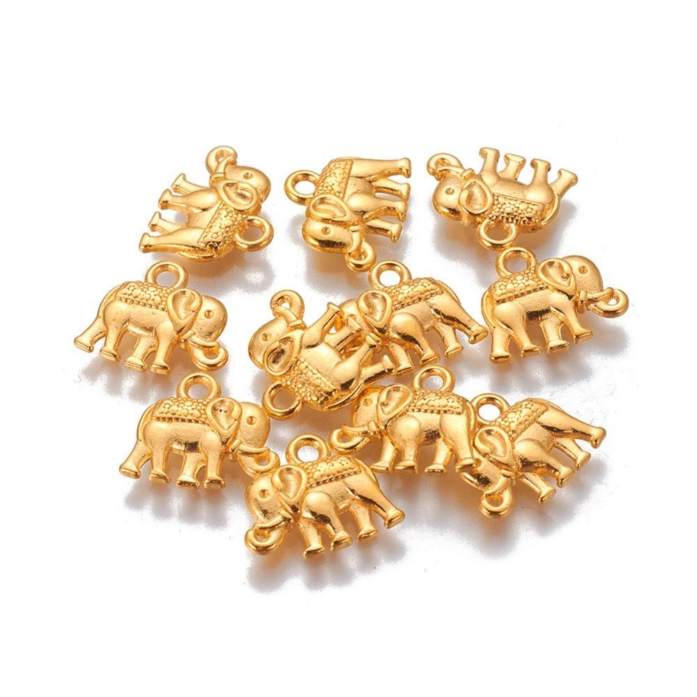 Cute elephant charms, 14mm tibetan animal charm, Gold, Silver, Copper, Nickel free metal pendants