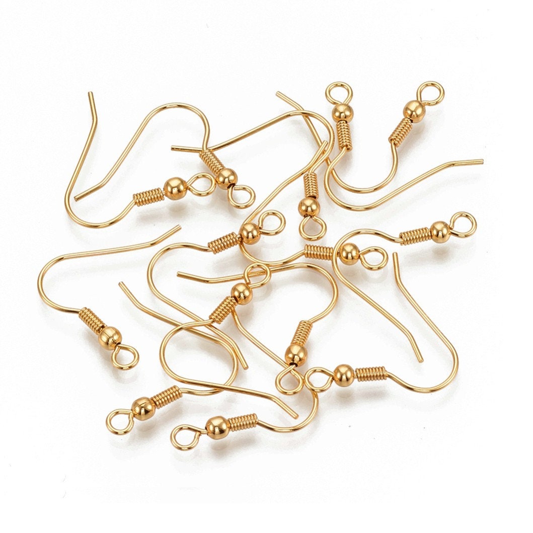 18K Gold Plated Earring Hooks - Stainless steel earring findings - Real Gold Plated Ear Wire