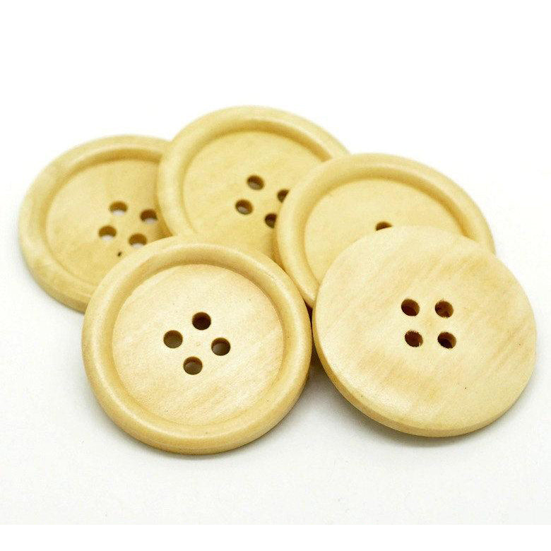 Natural wooden buttons - 3 Off white big wooden buttons 40mm (1 5/8")