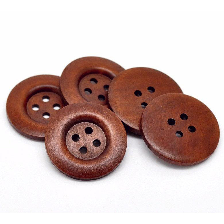 Gros Bouton Brun Foncé - 3 boutons en bois de 40mm
