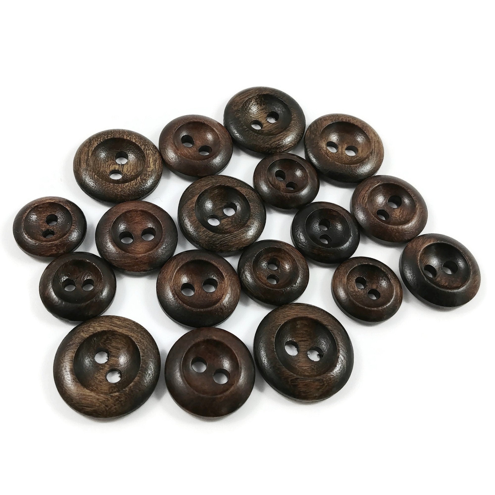 Wood Buttons, Wooden Buttons, Handmade With Love Buttons, 15mm/20mm/25mm,  Pack of 20, Sewing Buttons 
