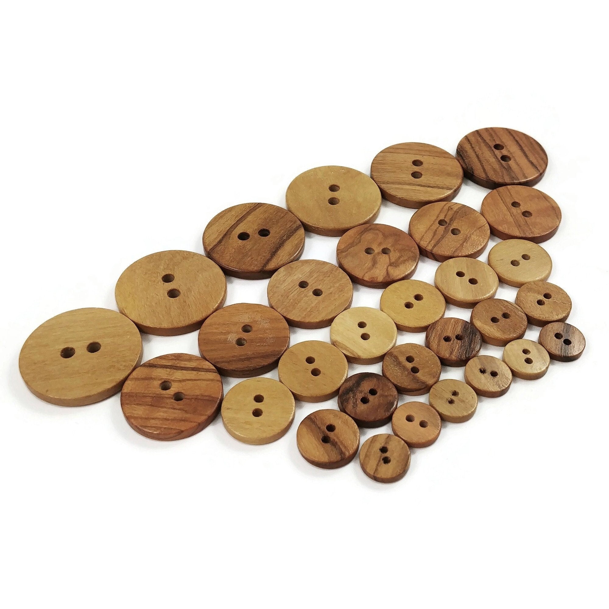 Unfinished Wooden Buttons for Crafts and Sewing Multiple Sizes