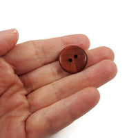 Reddish brown wooden buttons, 15mm, 20mm, Plain round sewing buttons