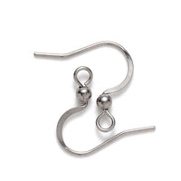 Stainless steel flat french earring hooks, 20 pcs (10 pairs) hypoallergenic ear wire, Silver, Gold