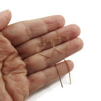 18K gold plated chain earwire, Hypoallergenic nickel free ear thread, Circle, heart or drop connector