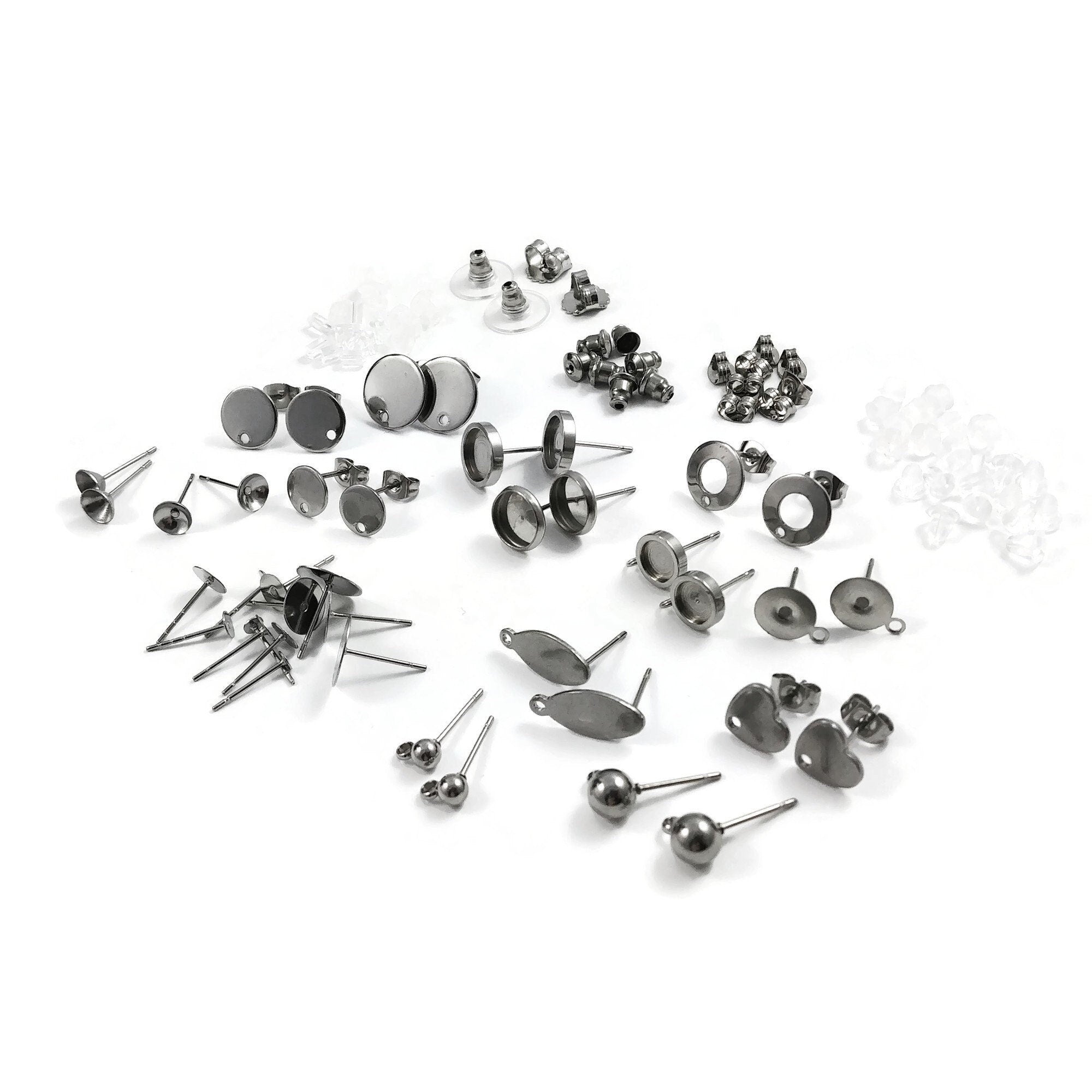 1460 Pcs Earring Making Kit Hypoallergenic Earring Posts and Backs for  Jewelry M