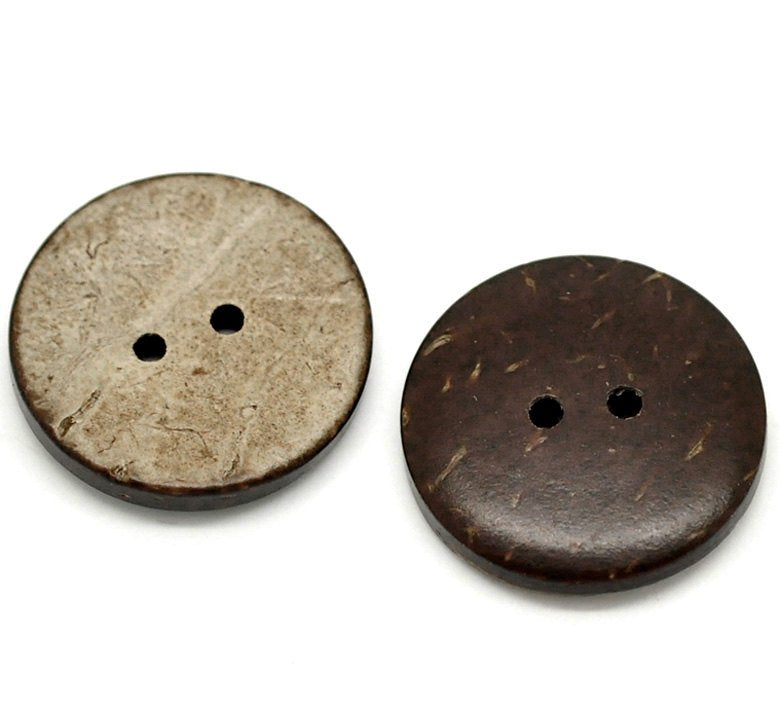 10 Boutons en bois de coco 23mm