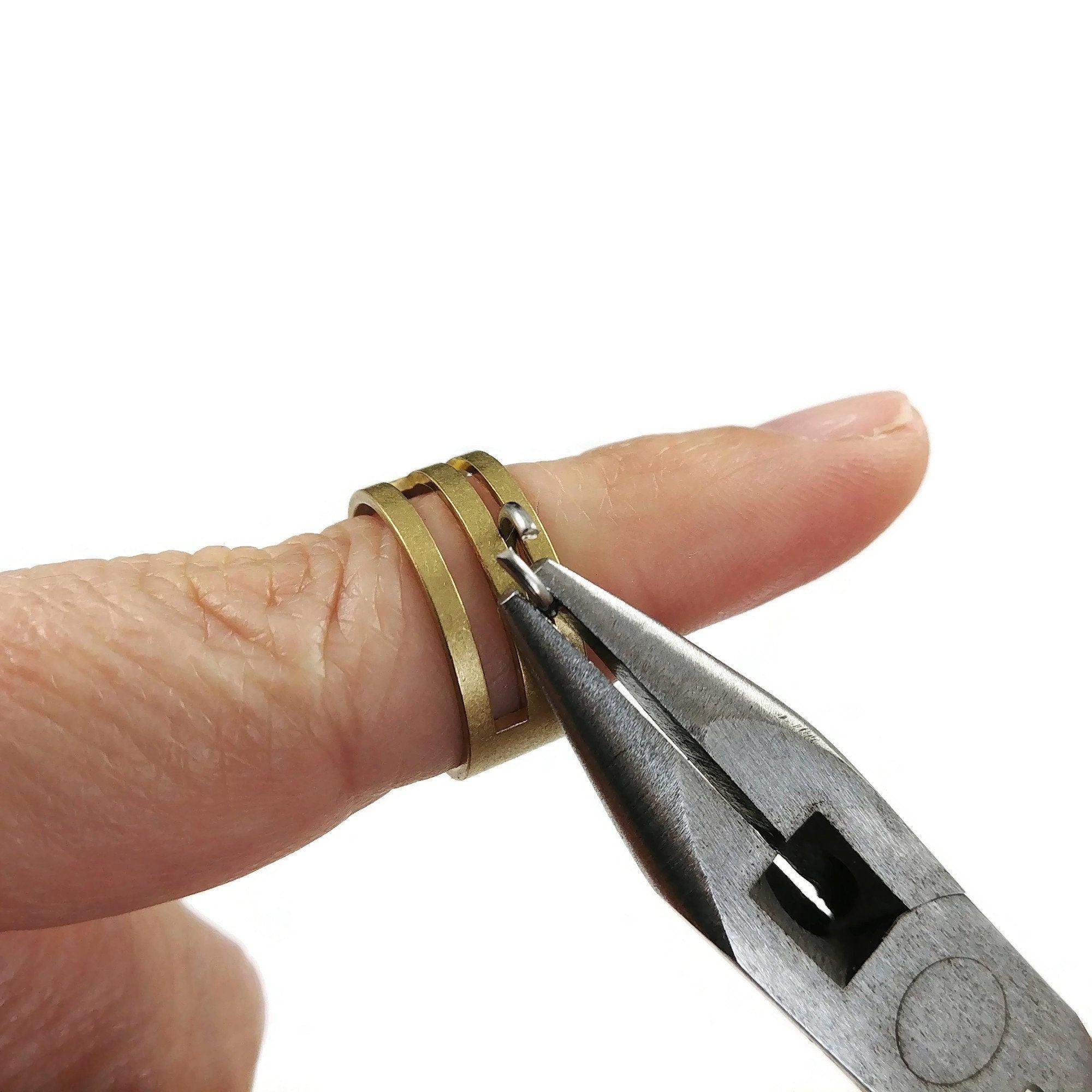 Jump ring opener closer tool, Jewelry making brass finger tool, Nickel
