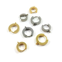 Stainless steel huggie hoops with loop, Gold, Silver, Earring findings, Dainty leverback for jewelry making