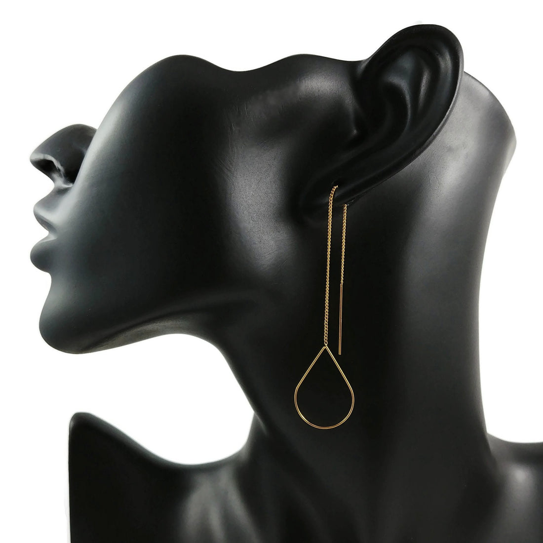 18K gold plated chain earwire, Hypoallergenic nickel free ear thread, Circle, heart or drop connector