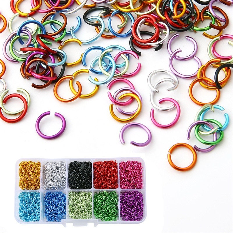 6mm aluminum jump ring kit, 2250pcs assorted colors, Hypoallergenic nickel free jewelry findings