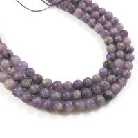 6mm natural lepidolite beads, Round meditation stone beads, Purple gemstone for jewelry making