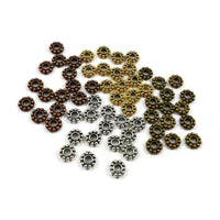 Daisy spacer beads, 6mm heishi beads, Jewelry making nickel-free metal beads, Gold, Silver, Bronze, Copper