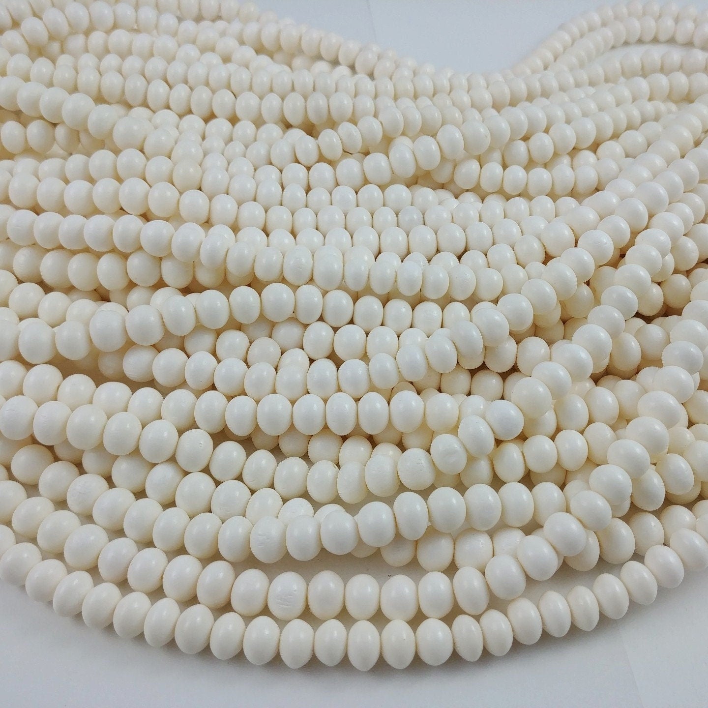 White bone beads, Rondelle beads, Eco friendly, Natural jewelry making
