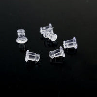 100 silicone earring backs, 7x5mm clear ear nuts, Jewelry making stoppers