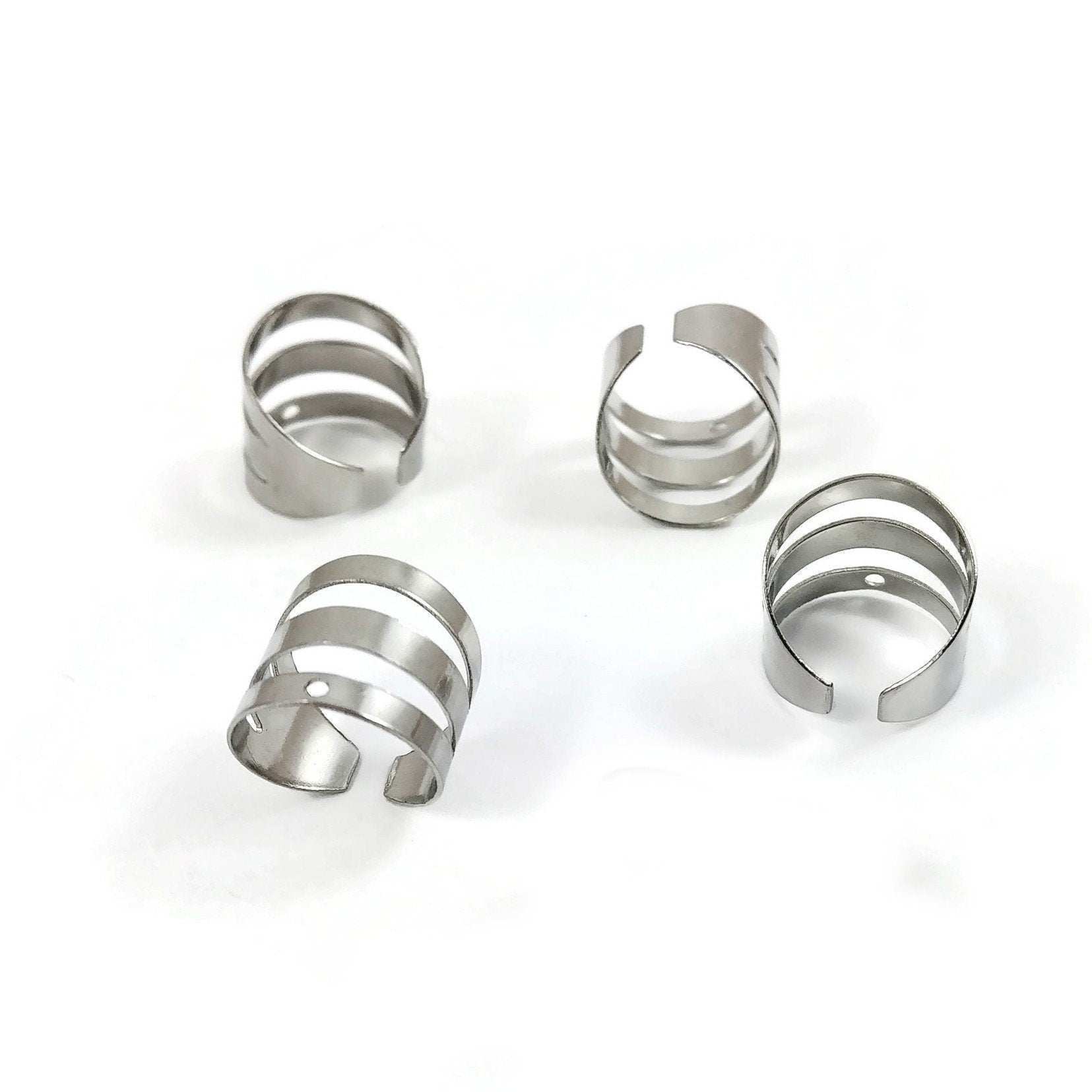 Ear cuff with hole, Stainless steel no piercing clip on findings, DIY