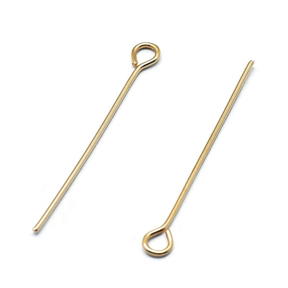 Real 18K gold plated eyepins - 20mm, 25mm, 30mm or 45mm - Nickel free jewelry findings - 21 gauge