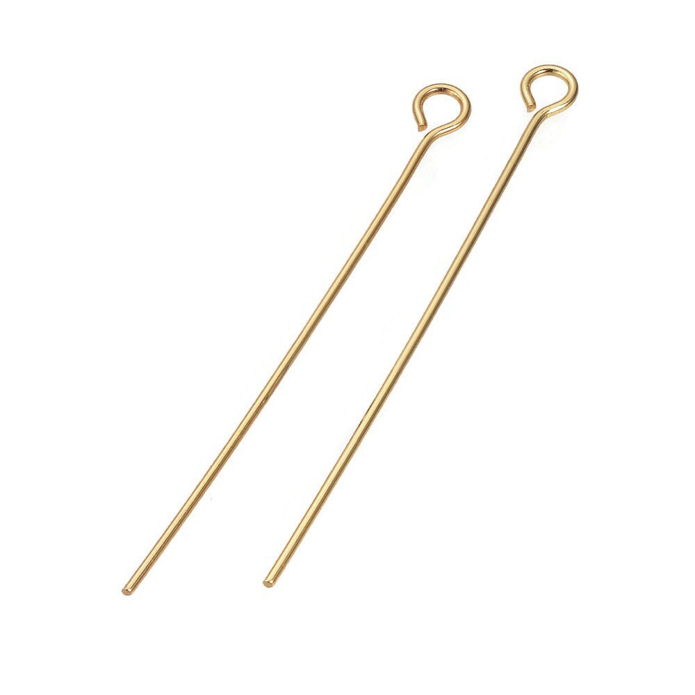 Gold stainless steel eyepins - 25mm, 30mm, 35mm or 40mm - Hypoallergenic jewelry findings