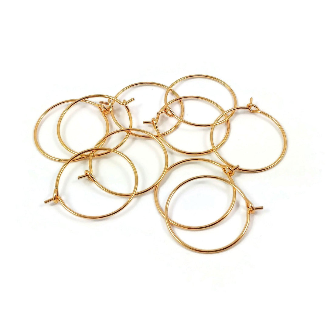 18K Gold plated hoops, Nickel free earring findings, 20mm earwire for jewelry making