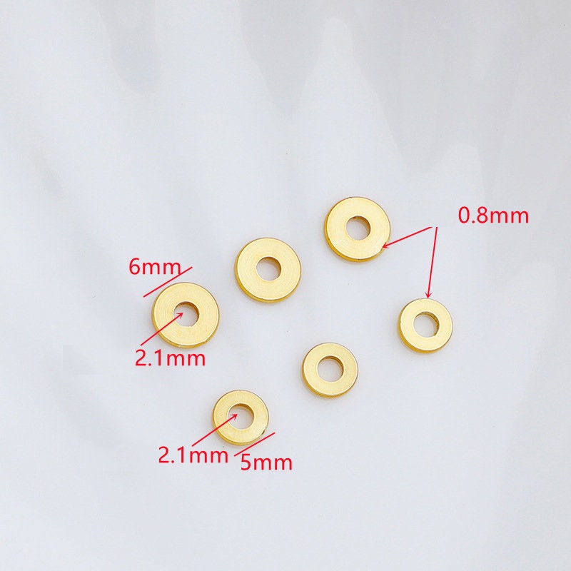 18K gold spacer beads, 5mm or 6mm, Rondelle heishi beads, Jewelry making nickel-free metal beads