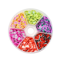 1800 fruit clay slice, Jewelry making cabochon set, 6 assorted colors box, Nail art decoration