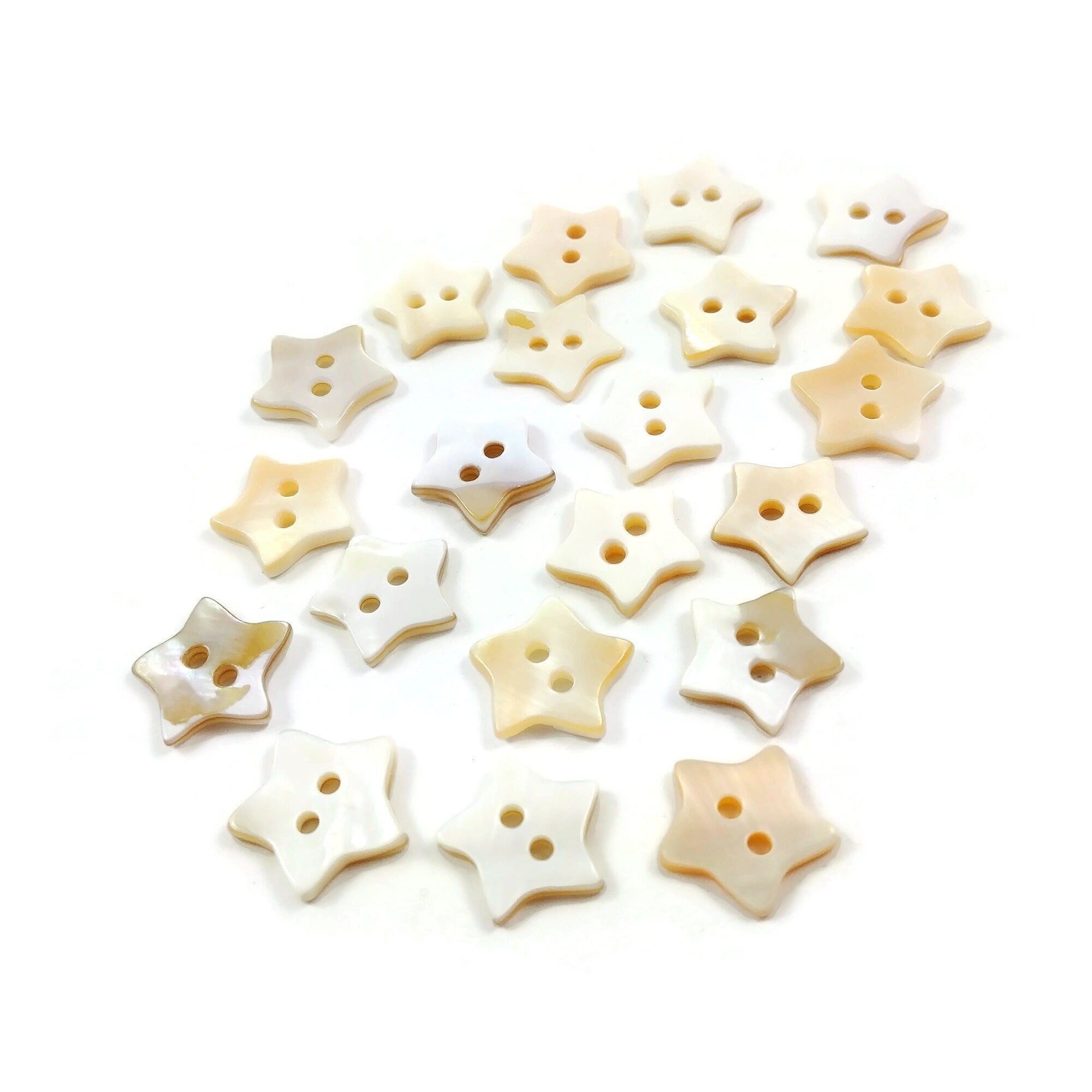 Mother of Pearl Shell Buttons 12mm - set of 6 white heart buttons