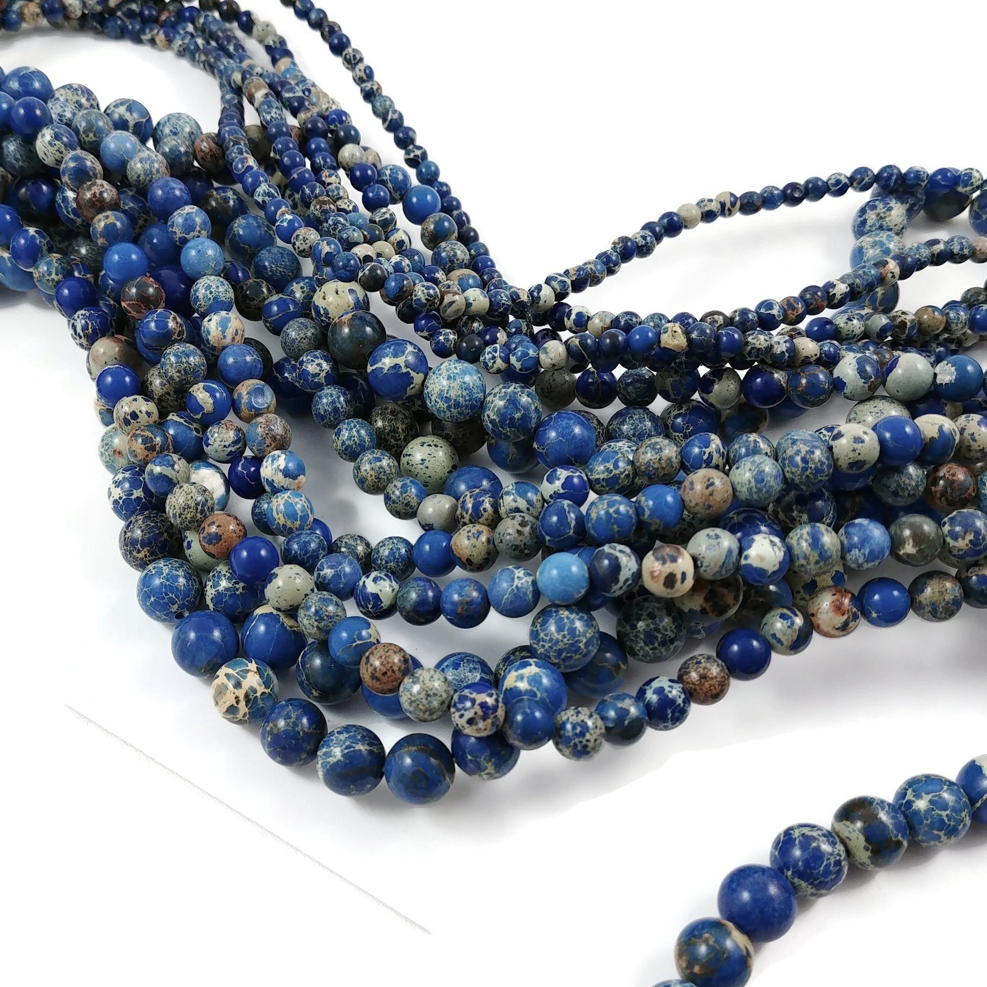 Blue imperial jasper stone beads, 4mm, 6mm, 8mm round gemstone for jewelry making