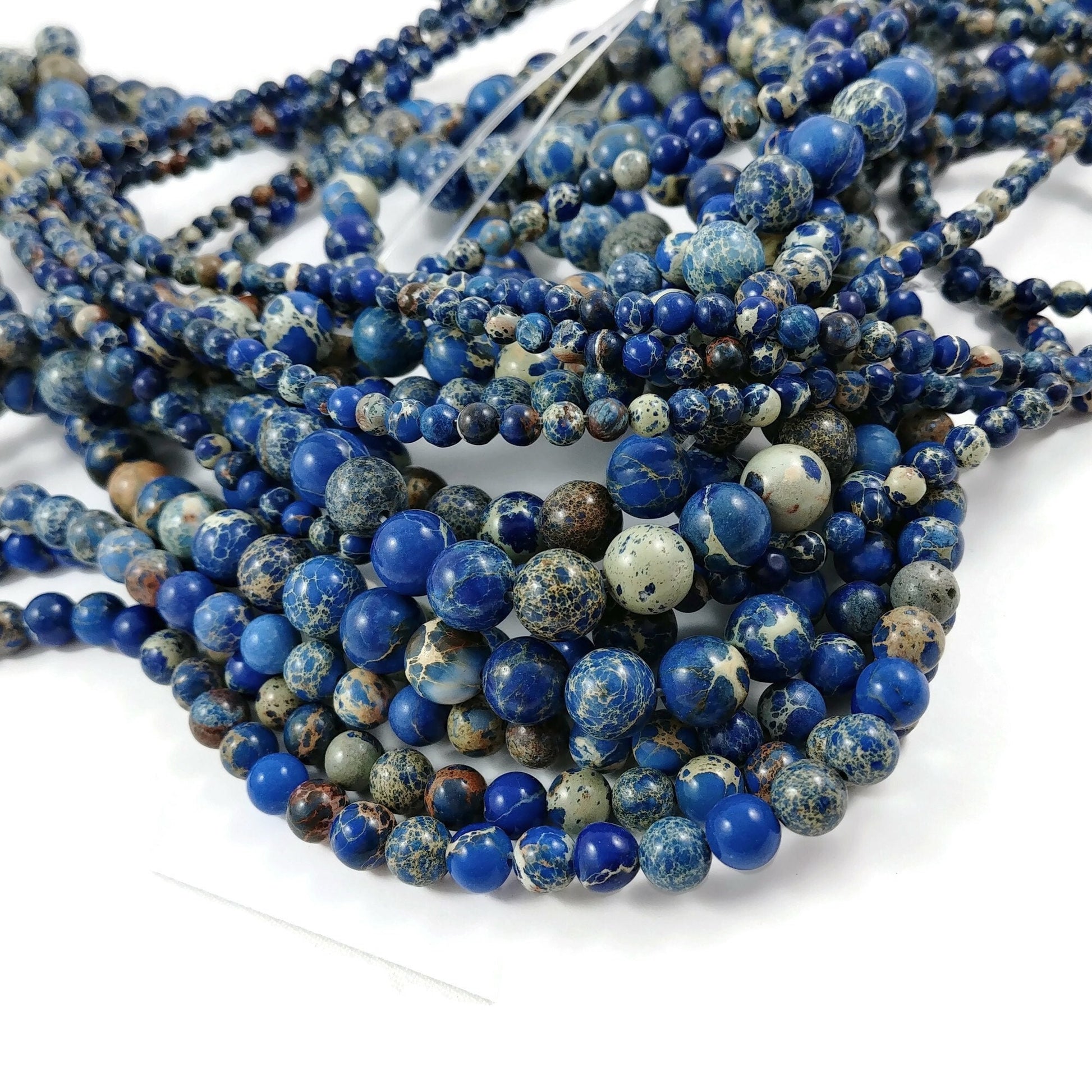 Blue imperial jasper stone beads, 4mm, 6mm, 8mm round gemstone for jewelry making