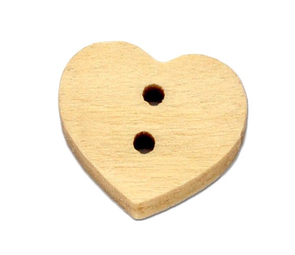 10 Wooden Heart Shape Button 12mm Mini Unfinished wooden button