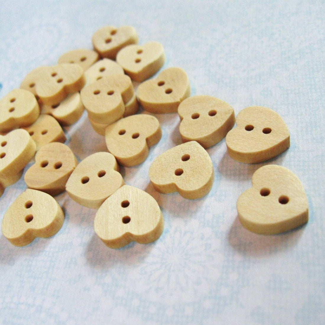 10 Wooden Heart Shape Button 12mm Mini Unfinished wooden button