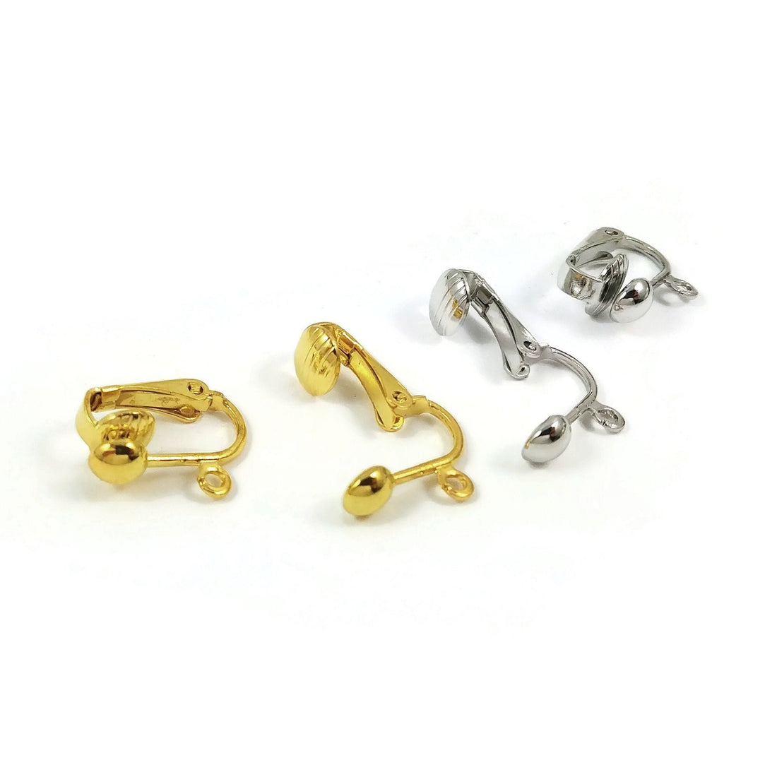 Ball clip on earring findings with loop, Hypoallergenic nickel free jewelry making supplies