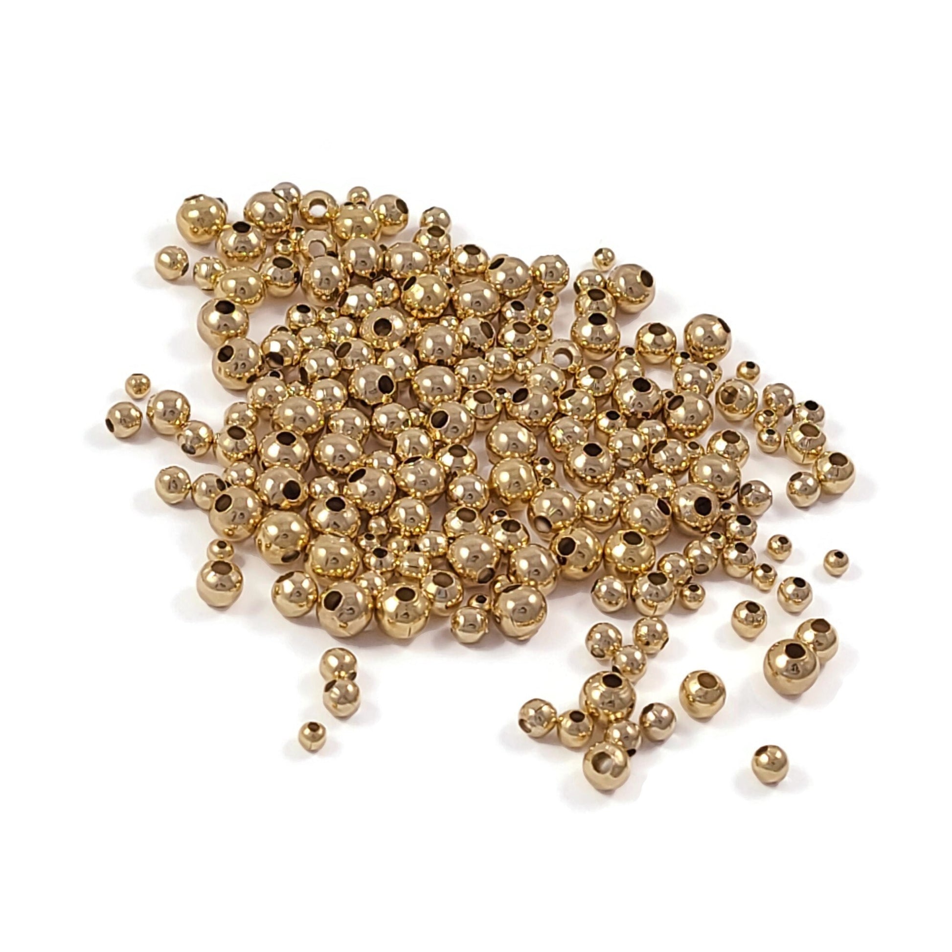 Gold stainless steel beads, 3mm, 4mm, 5mm, 6mm, Round metal spacer beads, Bulk jewelry making supplies