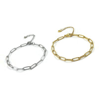 Adjustable paperclip chain bracelet, Gold and silver stainless steel, Bulk lot option for jewelry making