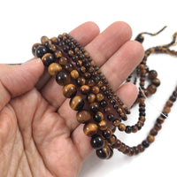 Tiger Eye Beads, 2mm 3mm 4mm 6mm 8mm, Natural round gemstone for jewelry making