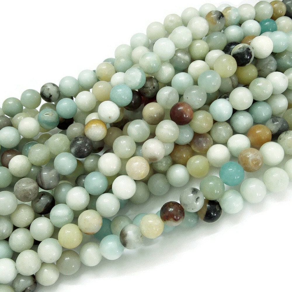 Amazonite round beads 4mm, 6mm, 8mm, 10mm, Polished gemstone beads, Full strand for jewelry making