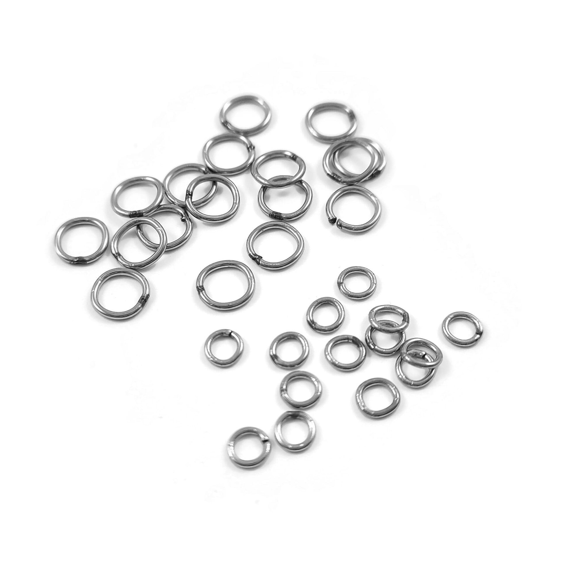 Closed soldered stainless steel jump rings, 4mm, 6mm, Hypoallergenic, tarnish free jewelry findings