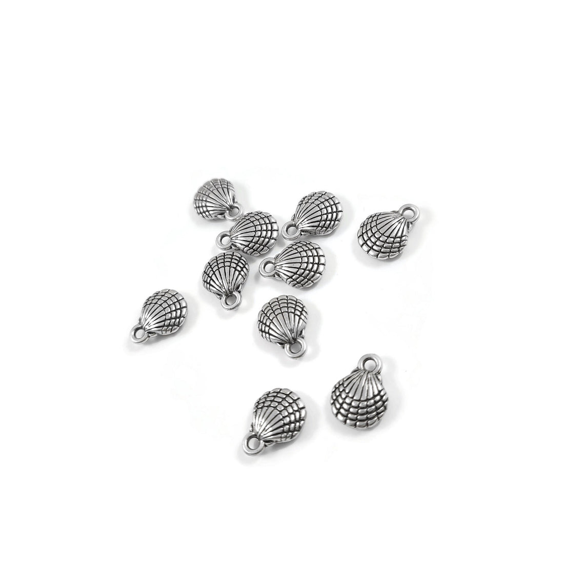 Cute scallop shell charms, 13mm nickel free ocean pendants, Hypoallergenic nautical jewelry making