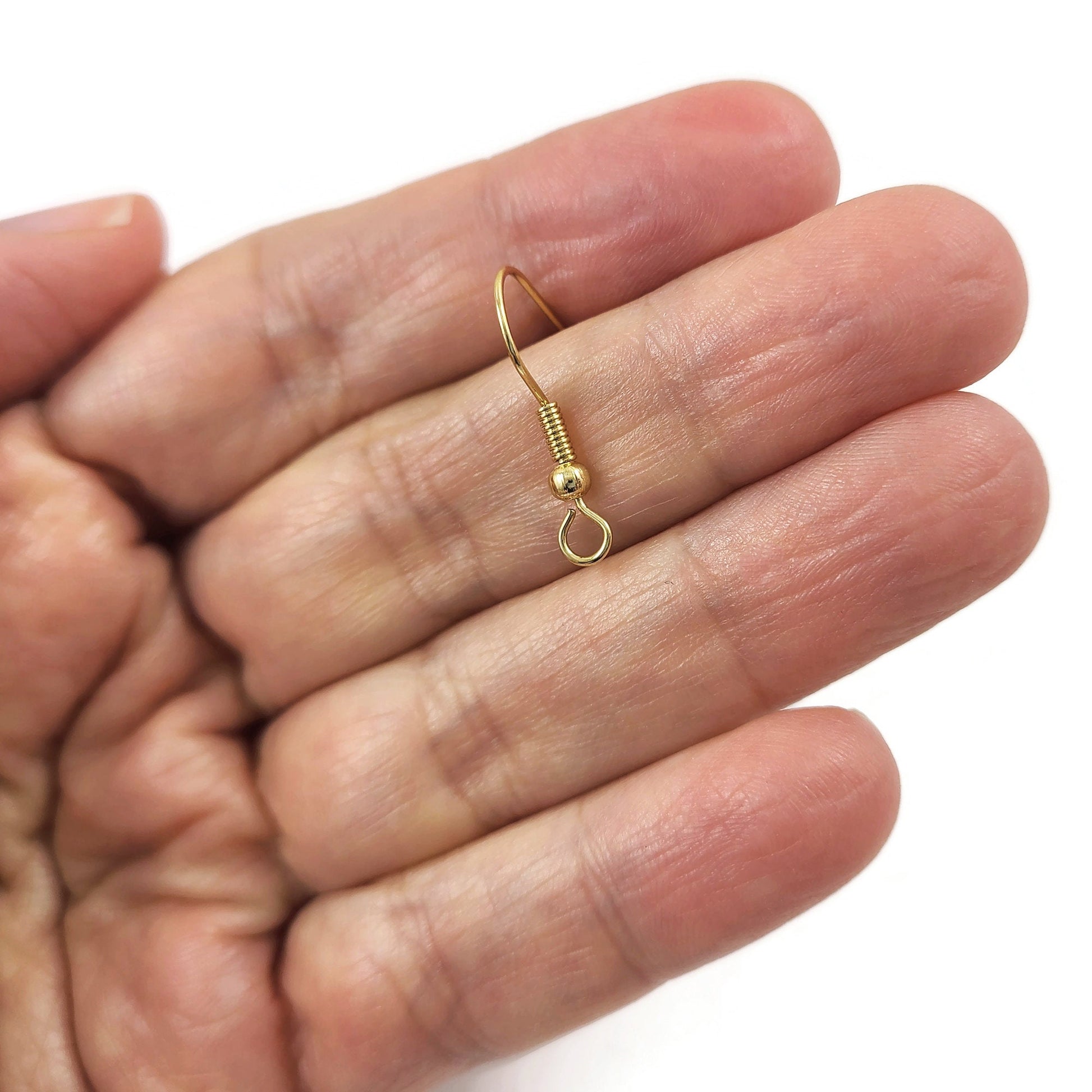 Hypoallergenic earring hooks, Nickel free 18K gold plated ear wire, Front loop