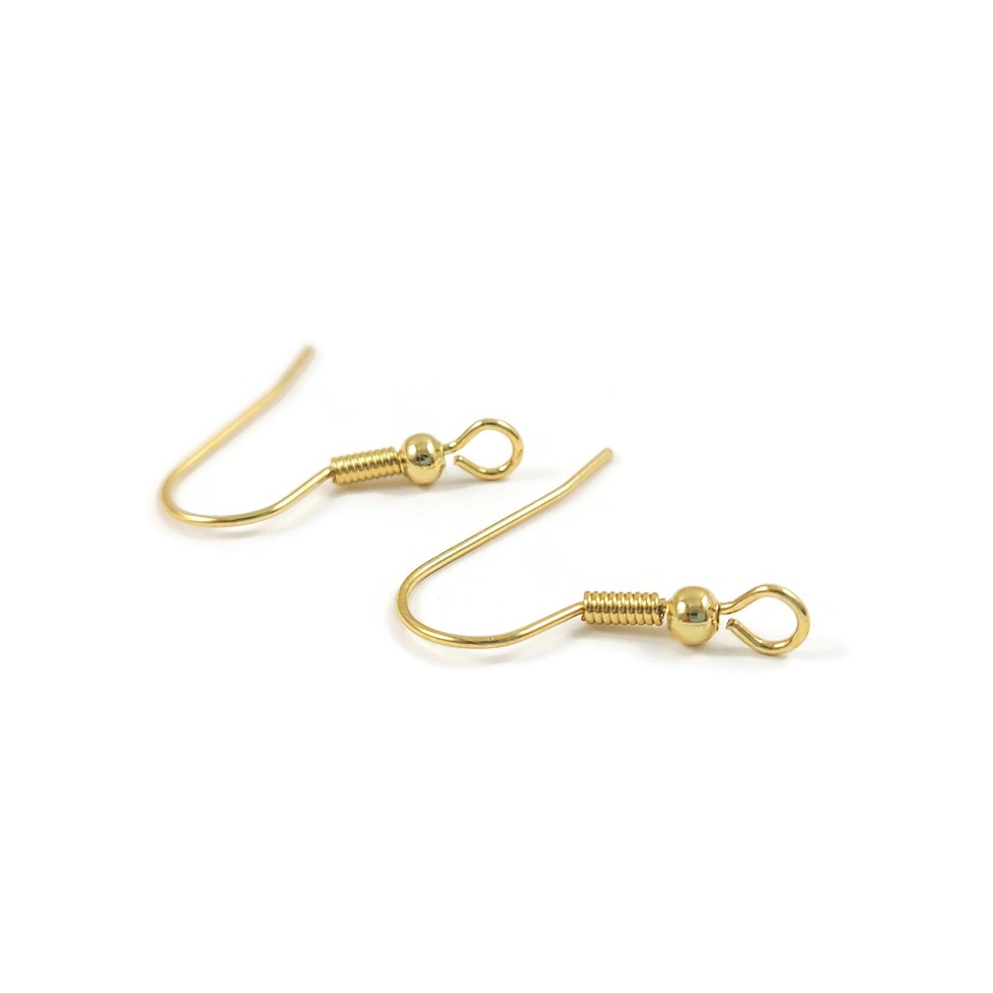 Earring Hooks 14K Gold Plated Hypoallergenic Ear Wires for Jewelry Making  （200 PCS Earring Hooks+200 PCS Earring Backs）