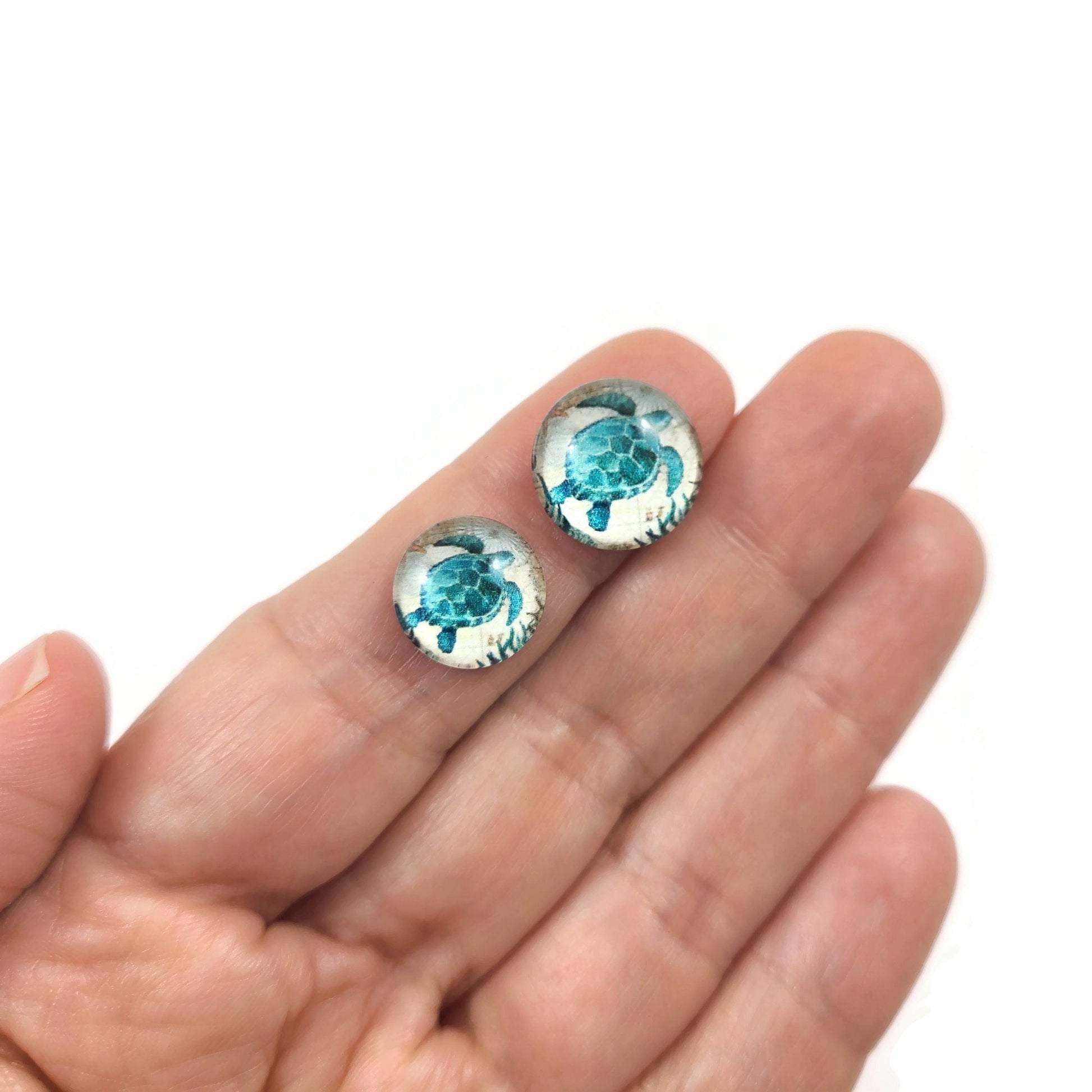 Mixed ocean wildlife glass cabochons - set of 20 round dome cabochons - 10, 12 or 14mm